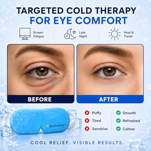 Image of Lure Essentials Eye Serenity CHILL Self Cooling Eye Mask for Sleeping, Cooling Eye Patches for Dark Circles and Puffy Eyes, Cold Compress, Spa Relaxation and Self-care Gifts for Women & Men
