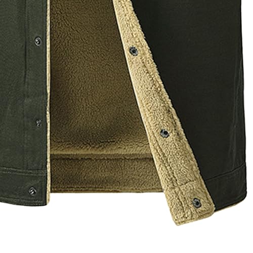 JEShifangjiusu Men'S Vintage Fleece Sherpa Lined Lapel Button Down Thickened Winter Coats Corduroy Denim Trucker Jackets3