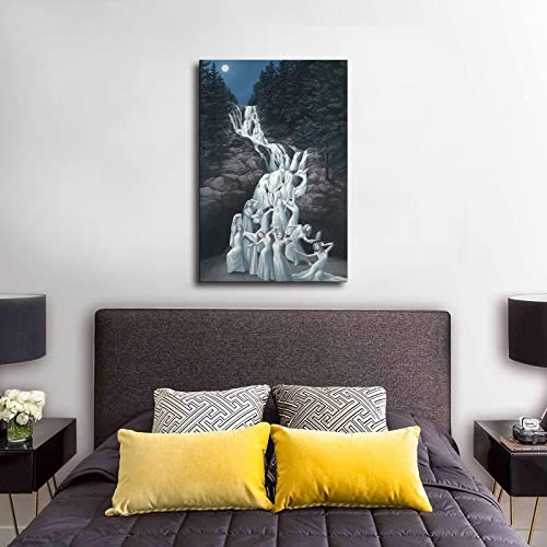 Surrealism Rob Gonsalves Visual Illusion Water Dance Poster Canvas Pictures Print Wall Art For Living Room Bedroom Decor (Framed,08X12Inch) #TOP2