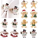12 PCS Snowman Napkin Ring & Gingerbread Man Napkins Rings Premium Alloy Holders for Birthday Holidays Dinner Funny Parties of Table Decor(Gold,Snowmen)