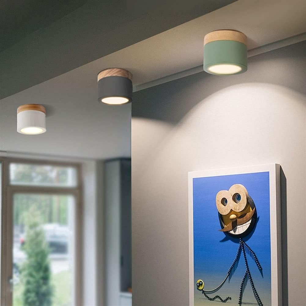 5W Led Ceiling Downlight Surface Mount Ceiling Lighting Fixture, Nordic Aluminum Ceiling Spotlight Accent Lamp, Corridor Living Room Cylindrical Directional Spotlights/Gray4000K