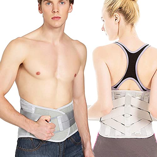 Lower Back Support Belt for Back Pain Relief - Compression Belt for Men & Women - Back Brace for Herniated Disc, Sciatica, Scoliosis - Breathable Mesh Design, Adjustable Straps (Grey, X-Large)