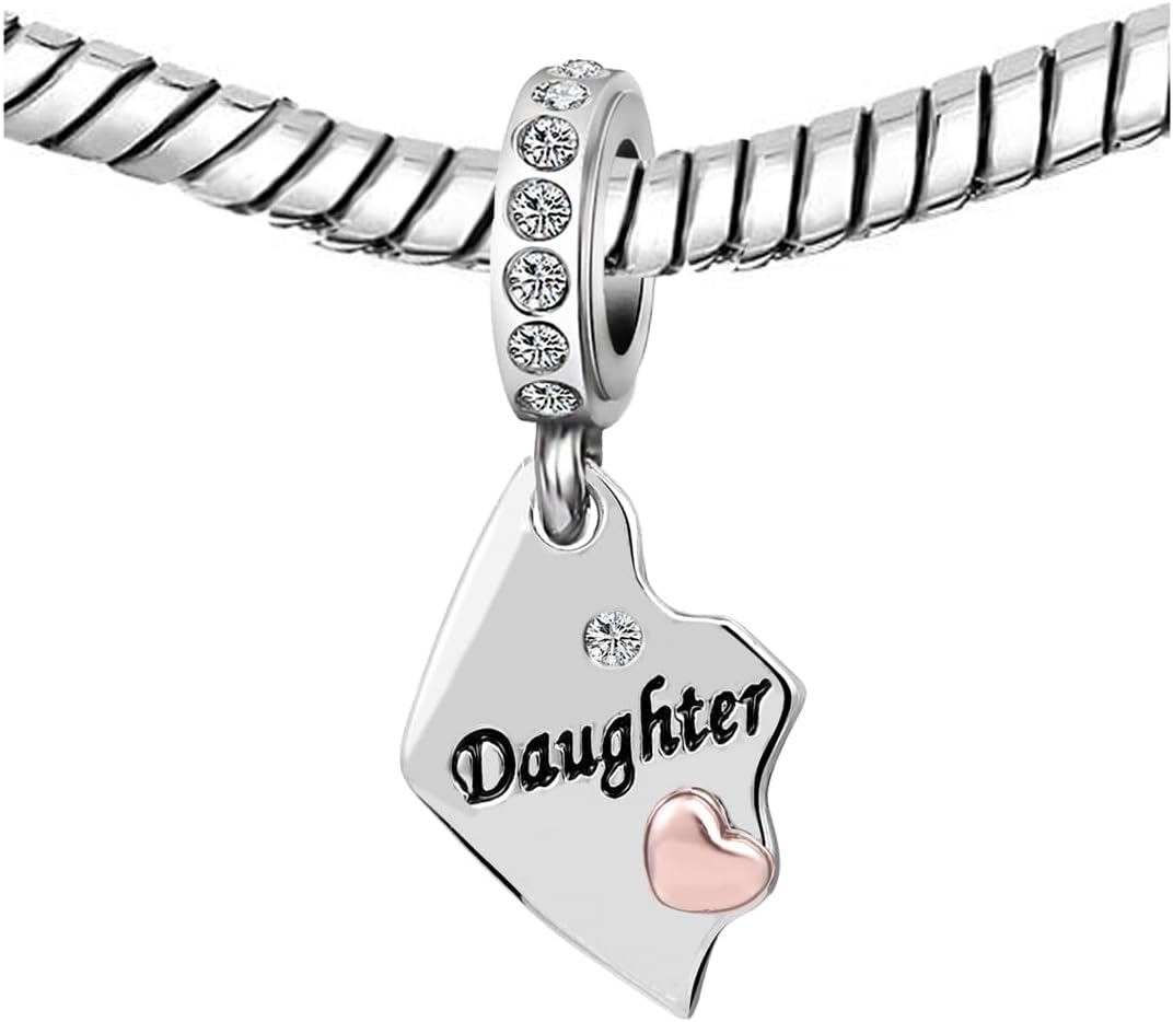 KunBead Nana Mom Mother Daughter Son Sisters Rose Gold Tone Heart Puzzle Dangle Charms Compatible with Pandora Bracelet set for 3 - Image 2