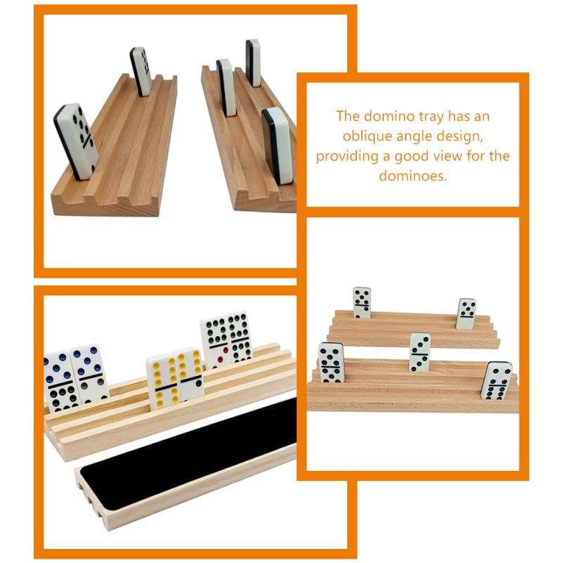 BESTonZON Wooden Domino Holder & Rack - Anti-Slip Tray for Mexican Train & Family Board Games, Desktop Organizer for Tiles - Image 4