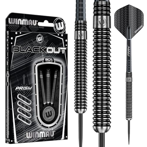 WINMAU Blackout 23 Gramm Profi Stahlspitze Wolfram Dartpfeile mit Flüge und Stiele (Wellen)