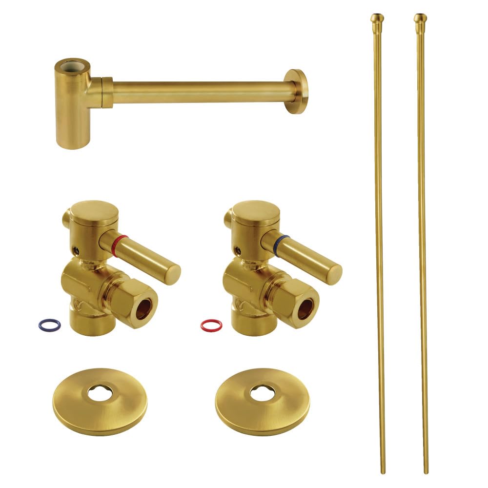Kingston Brass CC43207DLLKB30 Trimscape Modern Plumbing Sink Trim Kit with Bottle Trap in Brushed Brass