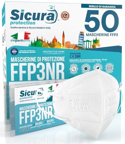 50 Mascherine FFP3 Certificate CE italia Made in Italy BFE ≥99% | PFE ≥99% Mascherina ffp3 SANIFICATA e sigillata singolarmente. Produzione 100% italiane
