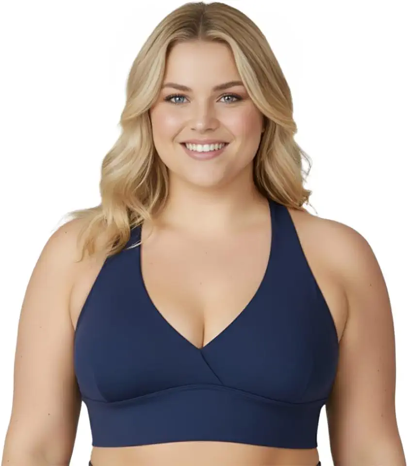 Top Sutiã Tamanho Grande Academia Alça Larga Reforçado (BR, Alfa, XG, Plus Size, Azul)
