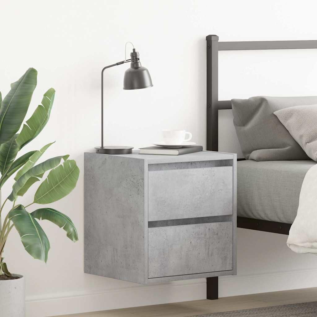 SXZenSpace 861254 Wall-mounted Bedside Cabinets 2 pcs Concrete Grey 38x34x40 cm Bedroom Cabinet,Storage Nightstand Side Table