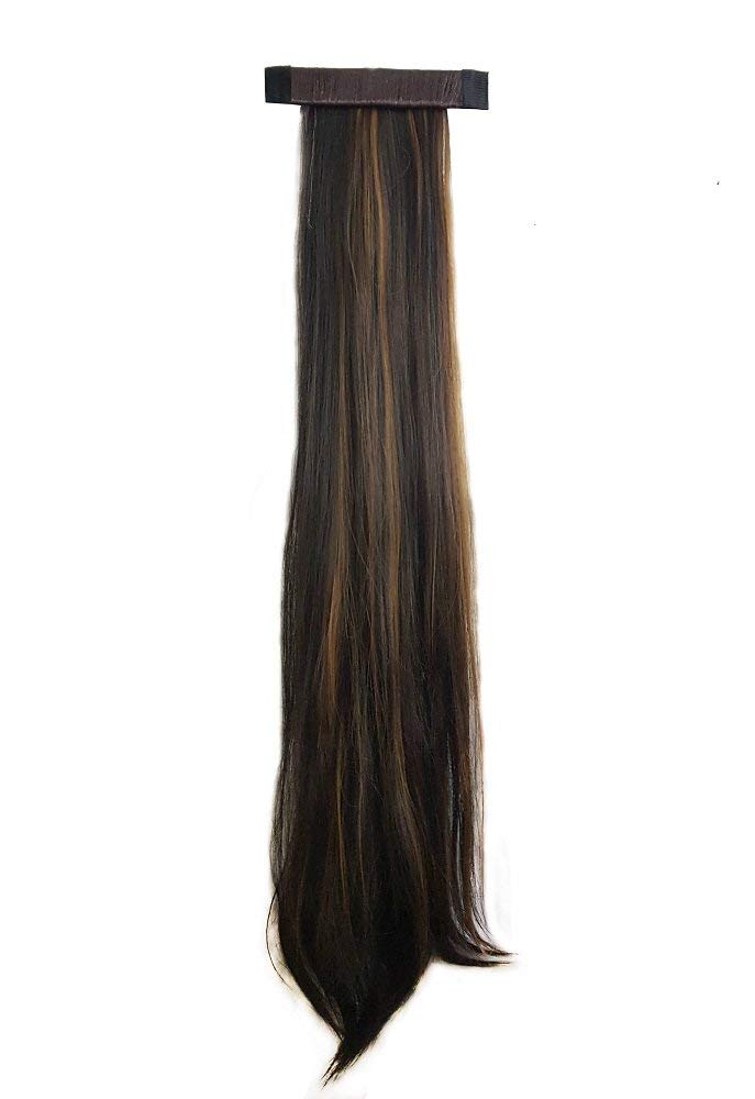Foreign Holics Ponytail Extension Straight Nature Looking Heat-Resisting 26" Hair Piece Band (Brown With Golden Highlighter)