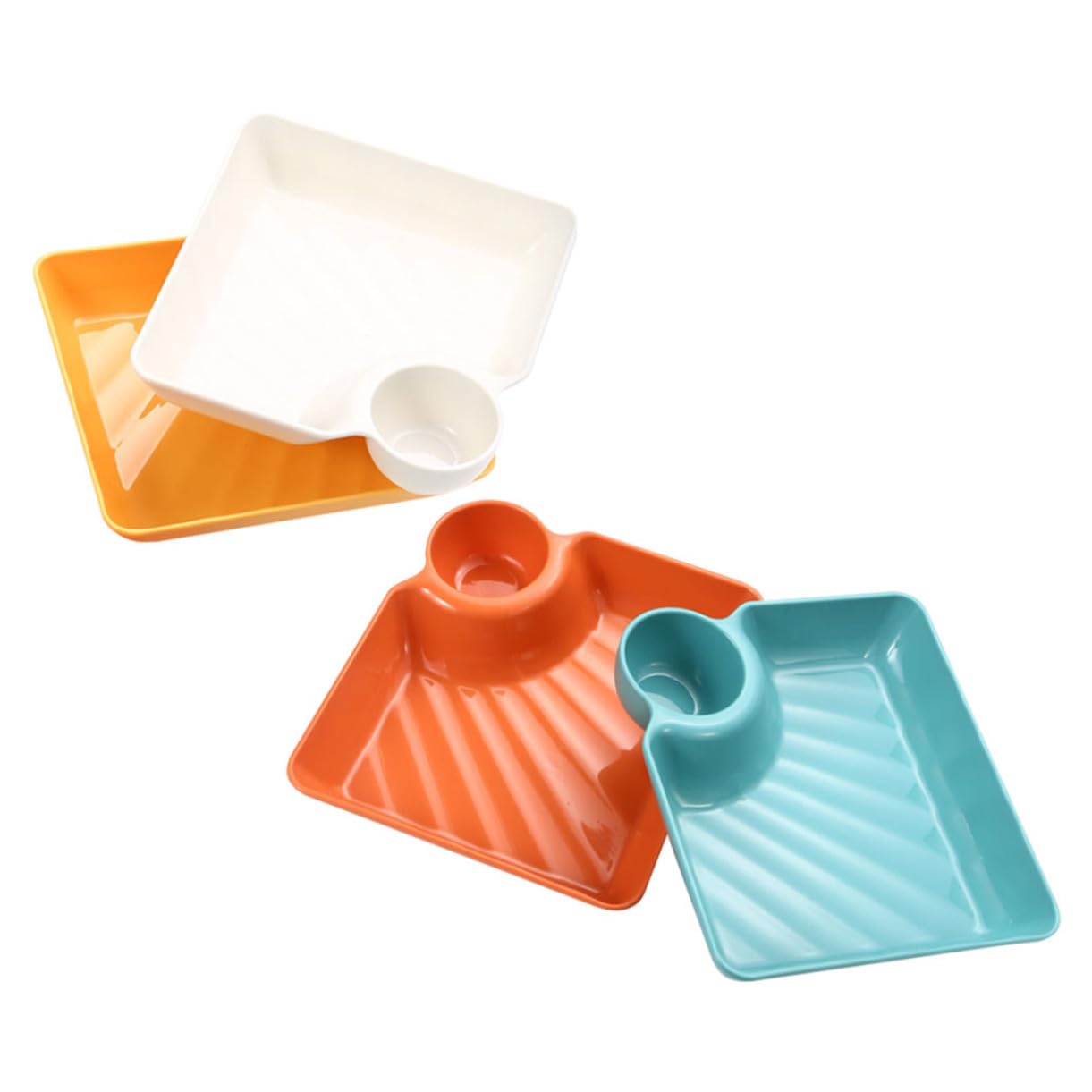 Cabilock 4Pcs Simple Style PP Snack Dishes Dumpling Plates for Appetizers Home Tableware and Easy to Clean for Serving Desserts and Bites