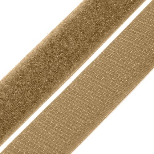 1 Inch Coyote Tan Hook and Loop Tape 10 Yards Sew on Non-Adhesive Nylon Heavy Duty Strips Fabric Roll Fastener Set Ideal for Military Form Bags Clothes Shoes Backpacks Home Office School Craft DIY