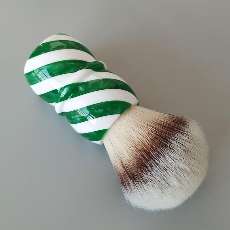 green wave shaving brush with luxury resin handle and A2S synthetic hair bristle vegan shave brush