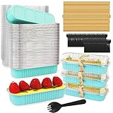 Mini-Kastenformen mit Deckel, Löffel und Aufkleber, 200 ml Aluminiumfolie, antihaftbeschichtete...