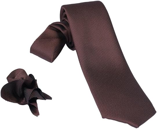 1402 1.kalite  zel Desenli  zg n Renk 5.5 Cm Geni li inde Kravat Mendil Seti kahverengi Tek Ebat