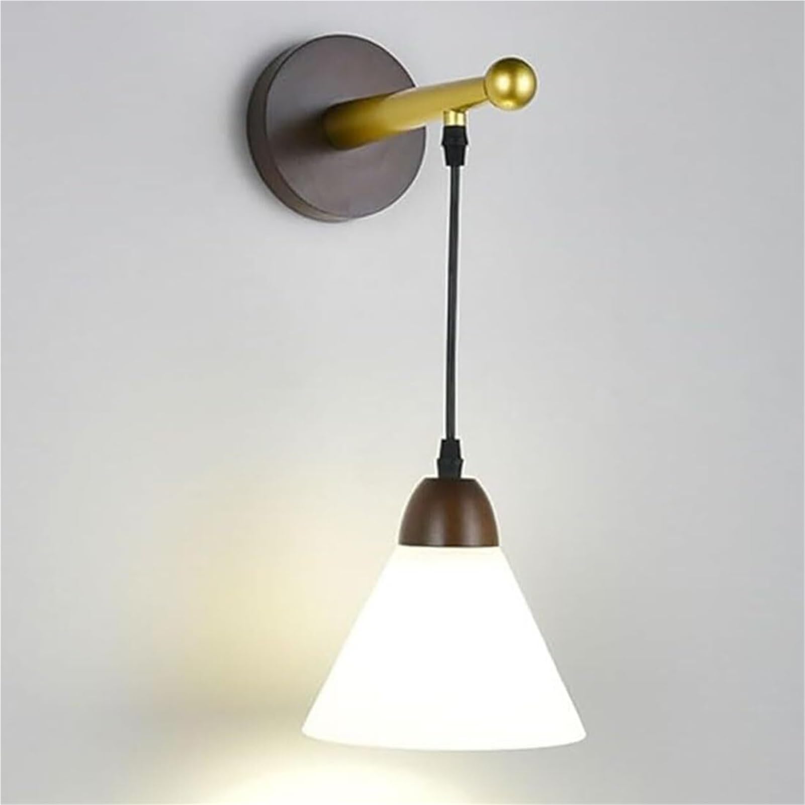 HUAYUSEDF Industrial Glass E27 Retro Bedside Wall Sconce for Bedroom Living Stair Hallway Dining Loft(Walnut)