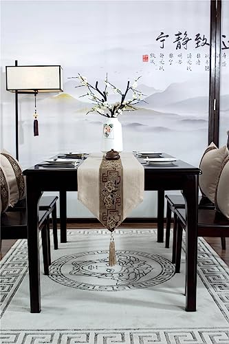 Caminho de mesa rústico com borlas boho caminho de mesa de linho de algodão decorações de mesa, cami