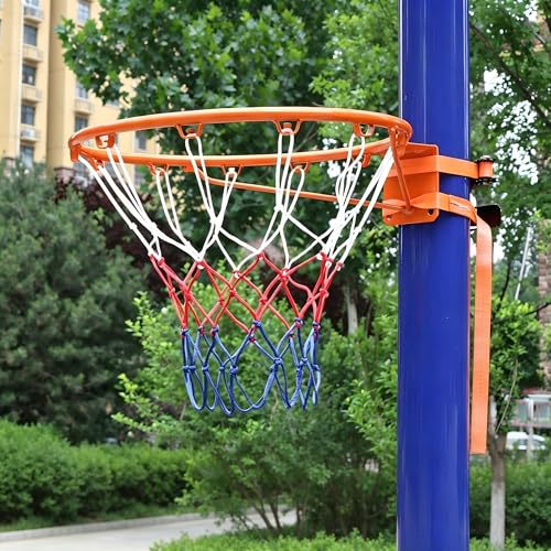 Panier de basket pour extérieur sans perçage avec sangles réglables et filet nylon