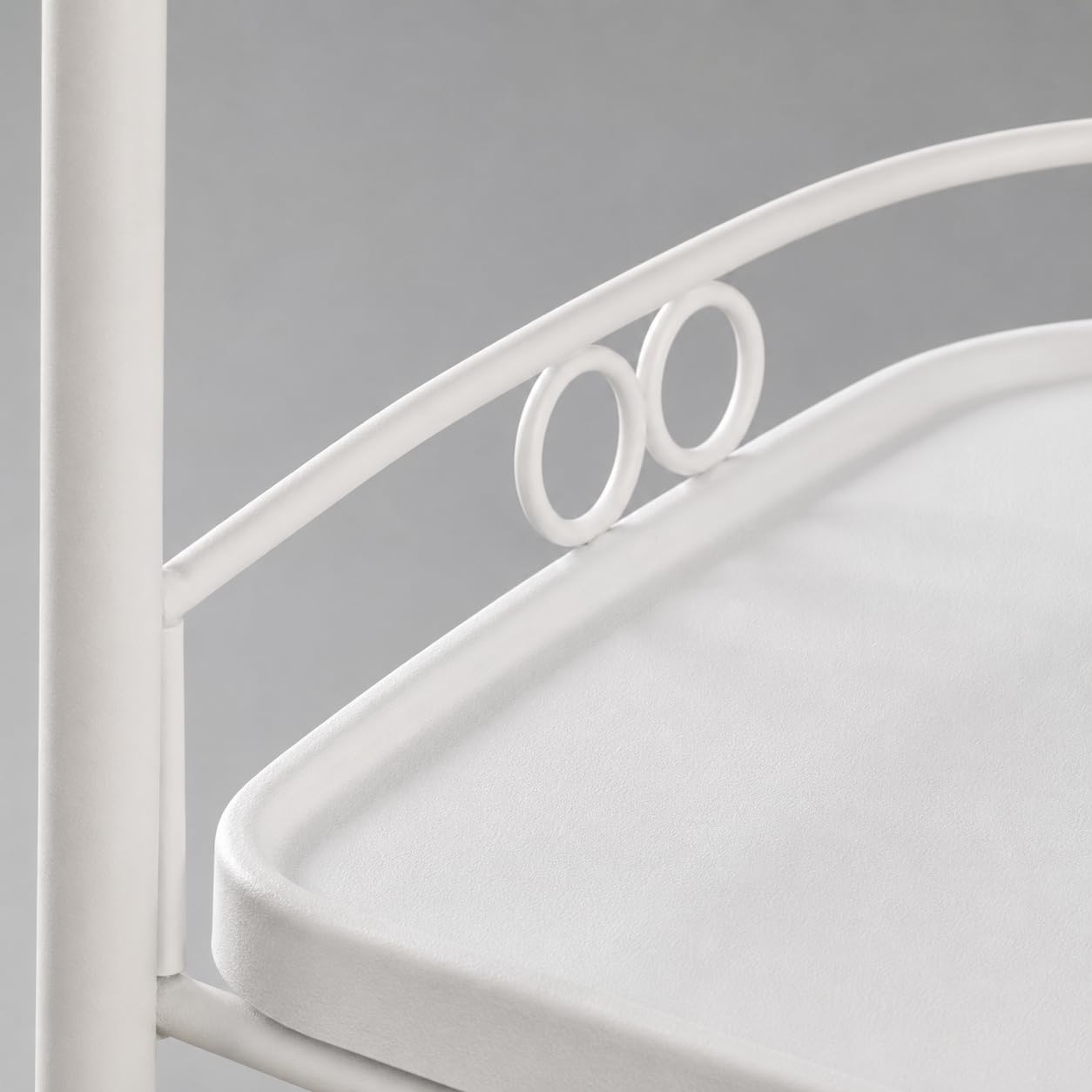 Carrello con Ruote in Metallo, Carrello Ristorante e Salone, Carrello Multiuso per Casa e Hotel, Design Artistico, Bianco, Carrello a 2 ripiani grande
