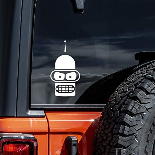 Bender Face Decal Vinyl Sticker Auto Car Truck Wall Laptop | White | 3" x 5.5"