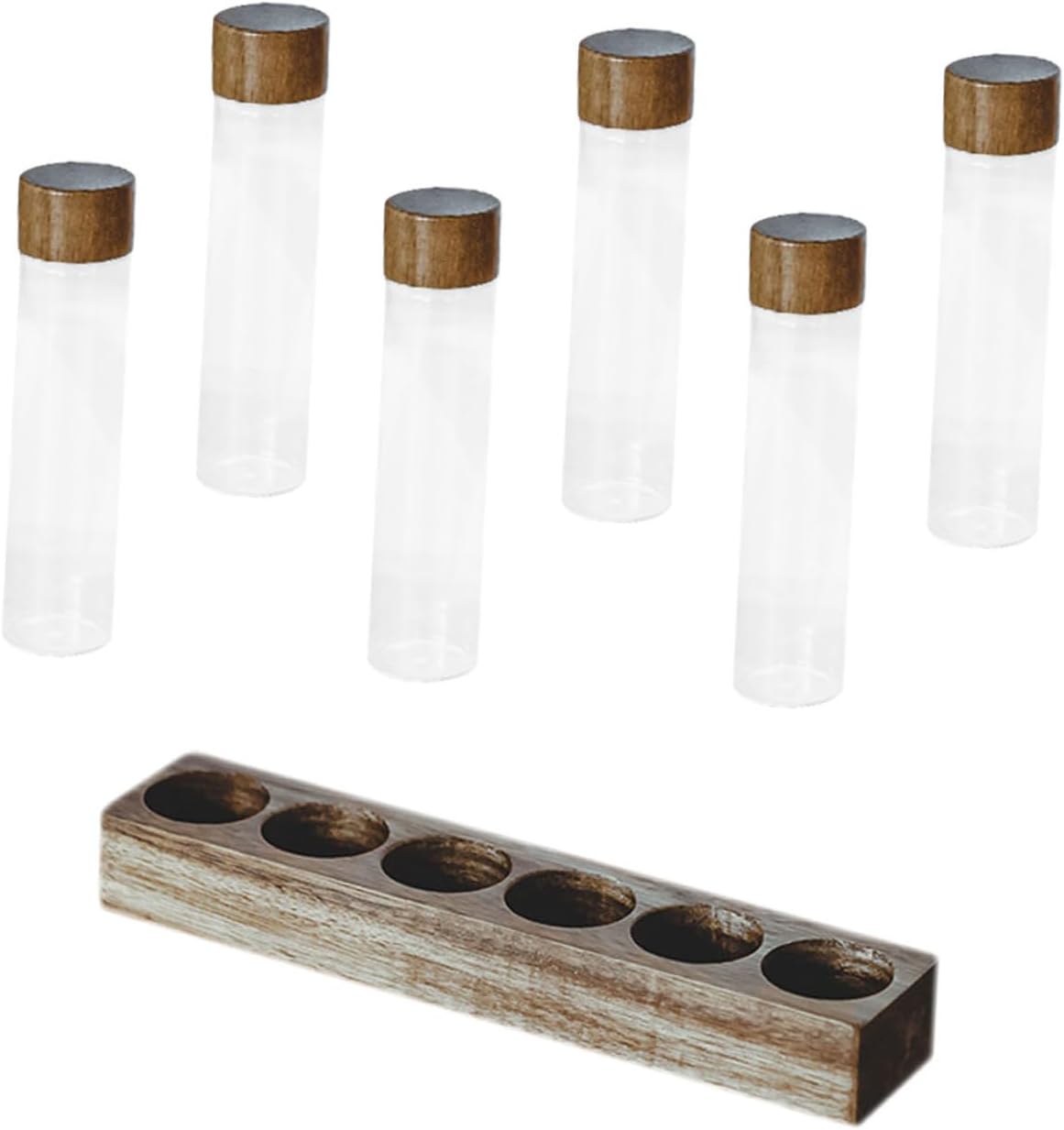 Tubos de vidrio para café con soporte de madera, 6 unidades