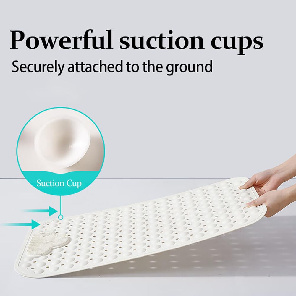 Tappetino da Doccia Antiscivolo,70x40cm Tappetino Doccia con Cuscino Massaggiante,Antiscivolo,Tappetino da Bagno con Ventose,Tappetino per Doccia,Tappetino Antiscivolo,Lavabile in Lavatrice(Bianco)