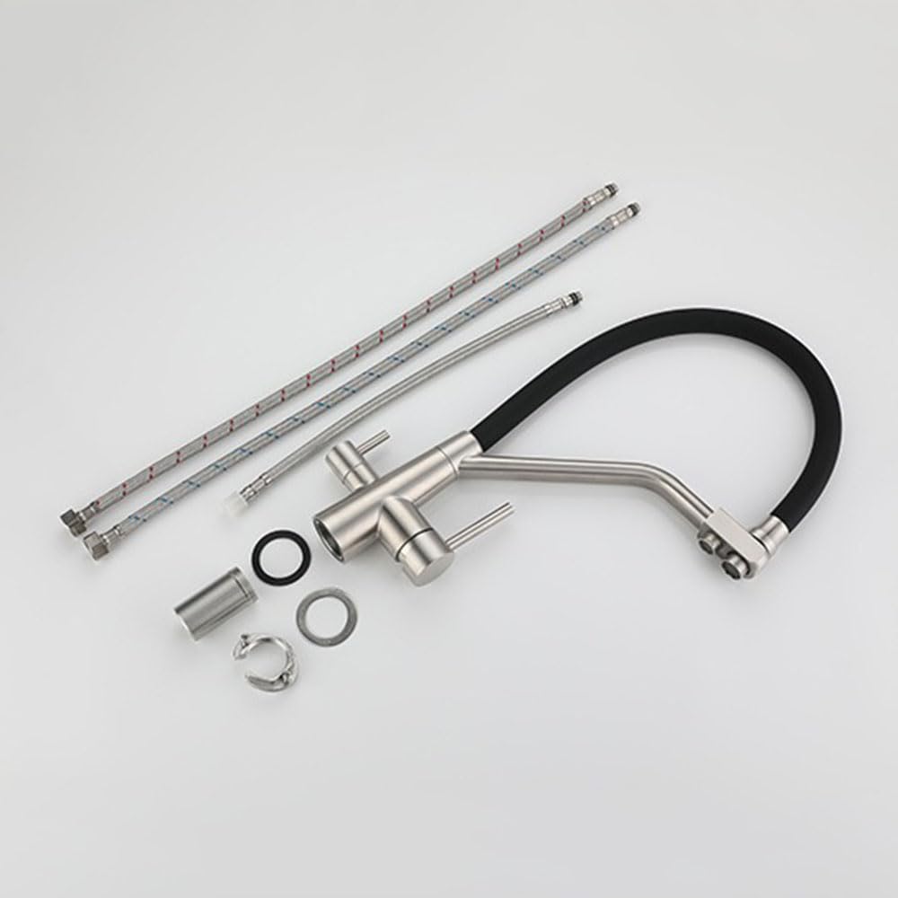 Grifo Fregadero Osmosis 3 Vias Acero Inoxidabl,Grifos Cocina Fregadero 360 Grifo Cocina con Osmosis Integrado Oro Cepillado