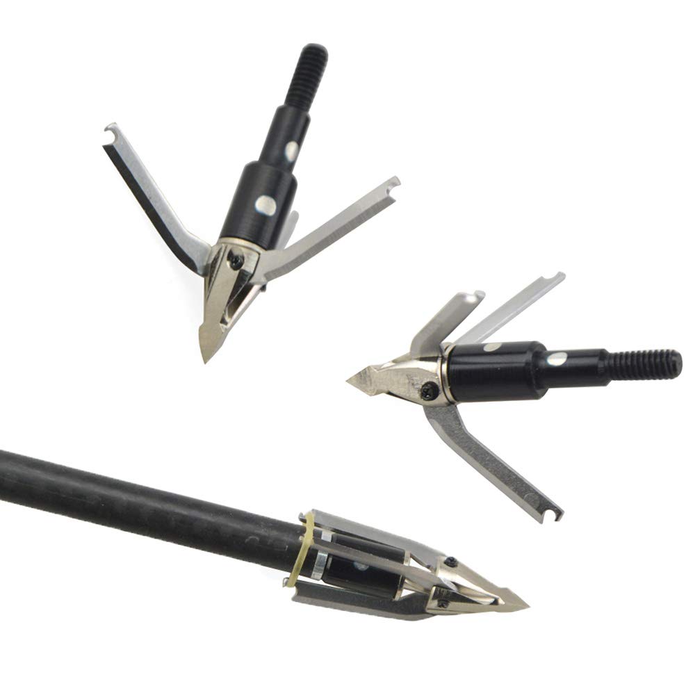 6 Pointes De Flèche De Chasse 100 Grains, 2 Lames, Dorées, Pour Arc Compound Ou Recurve