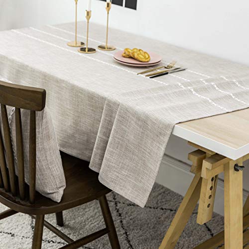 Home Brilliant Faux Linen Easter Tablecloth Rectangular Table Cloth For Rectangle Tables 6 Foot For Kitchen Dinning Striped Tabletop Decoration (52 X 72 Inch, Light Linen) #TOP1