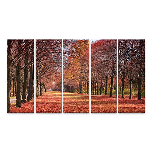 Images murales forêt d'automne avec feuilles rouges pour créer un salon chaleureux