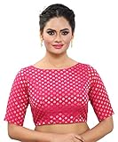 Madhu Fashion Women's Polyester Elbow Length Sleeves Readymade Saree Blouse (MF1902_Pink_38)