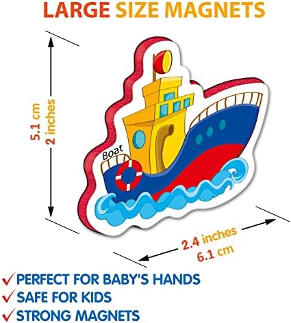 Little World 34 Foam Fridge Magnets for Kids  Fridge Magnets for Toddlers  Large Kids Fridge Magnets  Learning Baby Magnets  Magnetic Vehicles and Professions