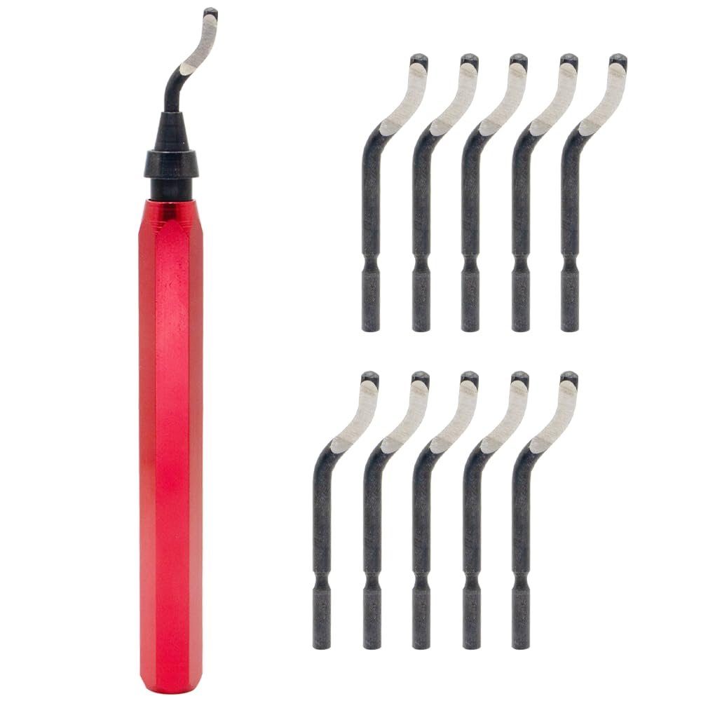 Hand Deburring Tool - 10 Blades for Metal, Plastic & More -10