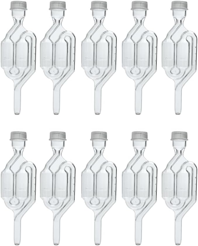 Fastrack Airlocks for Fermenting | Bubble Airlock for Wine Making and Beer Making | BPA-Free S-Shaped Airlock used for Brewing Wine, Beer, Pickles & more |Transparent Airlock Set Of 10