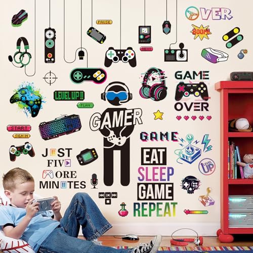 decalmile Pegatinas de Pared Gamer Juegos Vinilos Decorativos