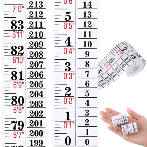 Tatuo 2Pcs Height Growth Chart for Wall Ruler Tape Adhesive for Home,White