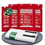 Brandengel® 4er Set Feuerlöschdecke XL 160x180 cm – DIN EN 1869:2019 geprüfte Löschdecke für Fettbrand & Küche – Feuerdecke aus Glasfaser für Haushalt, Werkstatt, Auto, Grill & Camping