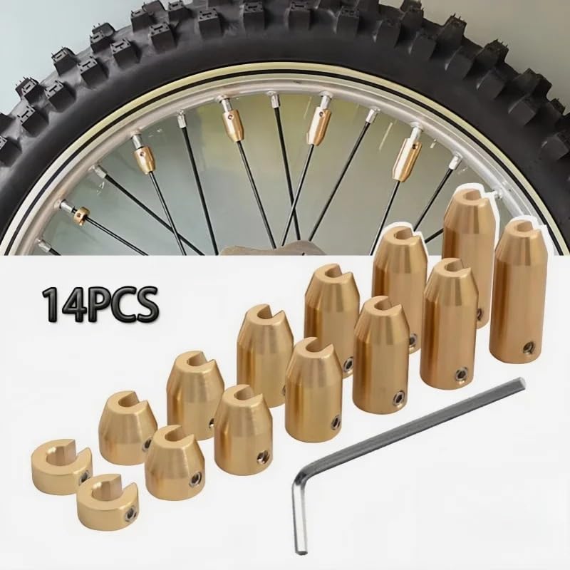 Motorrad wiederverwendbare Messing-Radspeichen-Ausgleichsgewichte, Nachfüllsets, 14 Stück(14PCS)