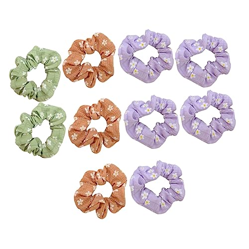 Ipetboom Juego De 10 Coleteros Elásticos Para El Pelo Con Estampado De Flores Ligeros Y Para Peinado Diario.