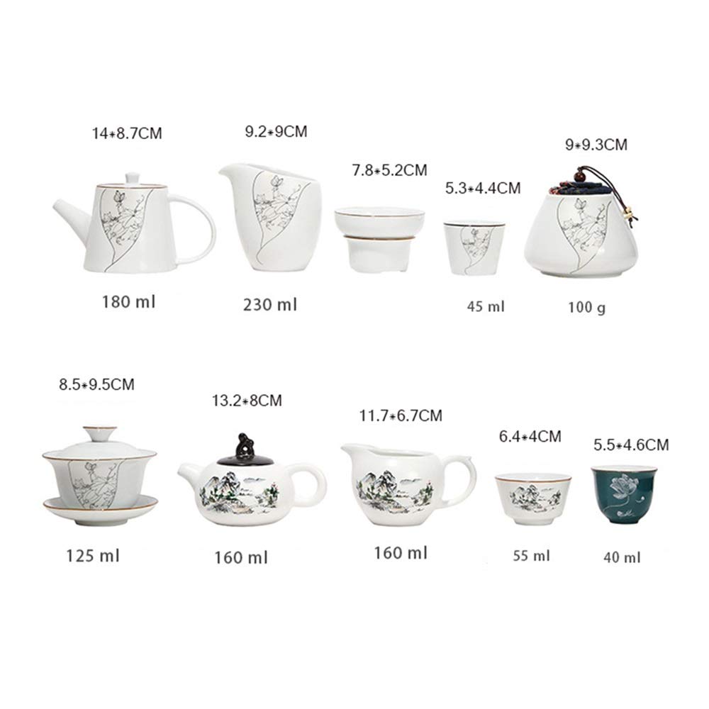 Service à thé, Service à thé en Soie, Coffret Cadeau d'affaires Haut de Gamme, Service à thé Complet, Service à thé en Porcelaine Blanche Dehua, Service à thé (Couleur : C) (A) (B) Decoration