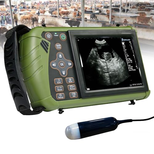 URJWAN Kit De Ultrasonido Veterinario HD Profesional, Ecógrafo Portátil, Sonda 3,5 MHz, Detector De Latidos Fetales, Pruebas De Gestación para Cerdos Cabras Ovejas Bovinos