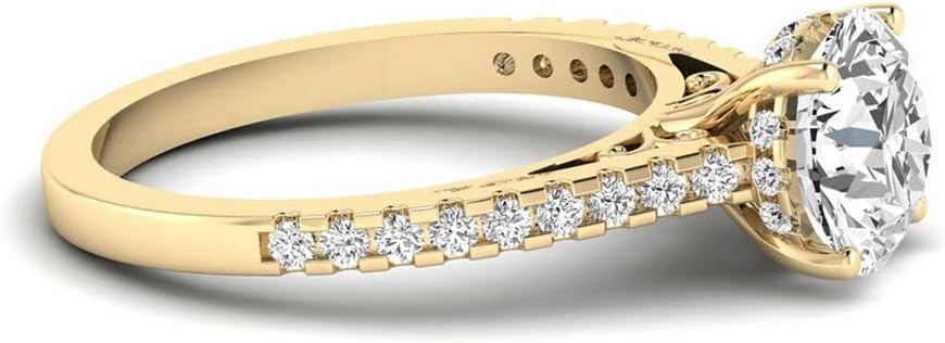 IGI Certified 3.35 Carat (CTTW) Round Lab Grown Diamond (3 Ct, E, VVS2) Halo Set 14K Gold Small Art Work cathedral shank Engagement Wedding Anniversary Promise Ring for Womens