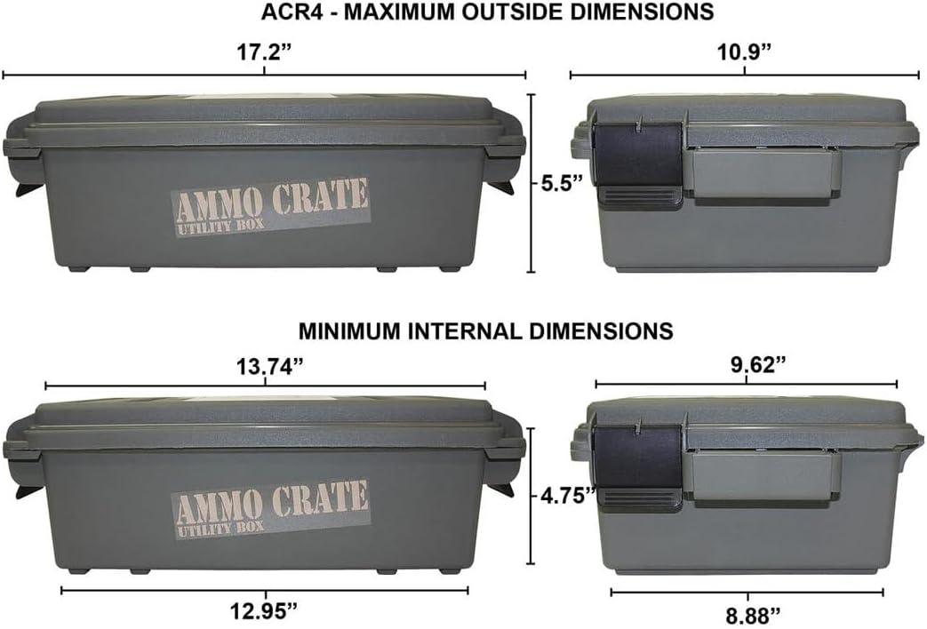 MTM ACR4-18 Ammo Crate Utility Box-Carry up to 65lbs of gear-Stackable design, double padlock for security - Water-resistant O-ring seal - Army Green