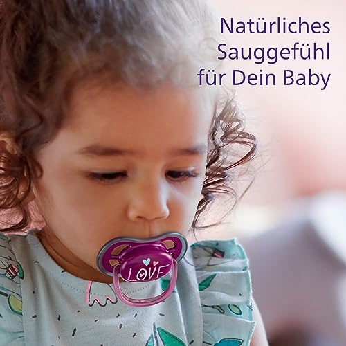 Philips AVENT ultra air Schnuller - 2er Pack, BPA-freier, atmungsaktiver Schnuller für Babys ab 18 Monaten, inklusive Transport- und Sterilisationsbox, Elefanten/Love (Modell SCF349/22)