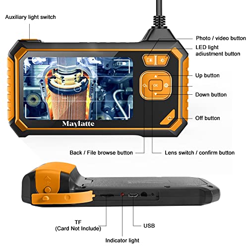 Auto Focus Borescope, Maylatte 4.3Inch Endoscope Camera 1080P Hd Lcd Screen 12Mm Scope Camera, Ip67 Waterproof Inspection Camera With 2600Mah Battery, Digital Video Recording Snake Camera (16.5Ft) #TOP5