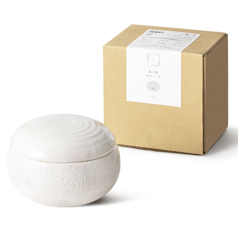 &NE Banko Ware Rice Container (Ohitsu) Large Hare to Ke White 3 Servings Rice 1.5 go Made in Japan Ceramic Microwave Oven Compatible Heat Resistant Just Like Freshly Cooked Fluffy Round Large Stylish 