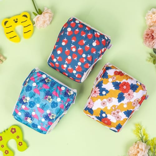 Image of ALVABABY 3 Pack Large Swim Diapers, Baby /Toddler /Infant Snap Adjustable Reusable Swimming Diaper Baby Gift for Boy and Girl 3ZSWY40