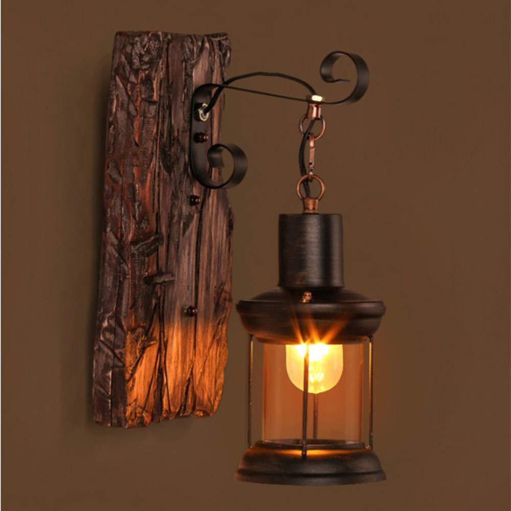 Vintage Wandleuchte Rustikal Lodge Wandlampe Mit Glasschirm Retro Metall Leuchte Für Zuhause Korridor Restaurant Cafe Bar