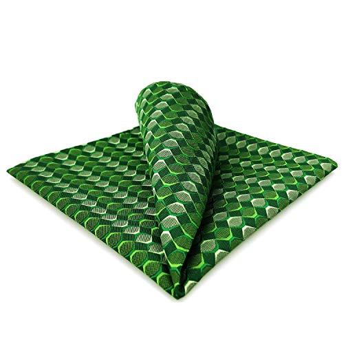 S&W SHLAX&WING Pocket Squares for Men Green Emerald Checkered