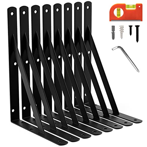 Leopo 11 Inch Shelf Brackets & Supports, Large Wall Brackets For Garage Storage, Heavy Duty Shelf Support Angle Brackets, 90 Degree Triangle L Brackets, 8 Pack #TOP9